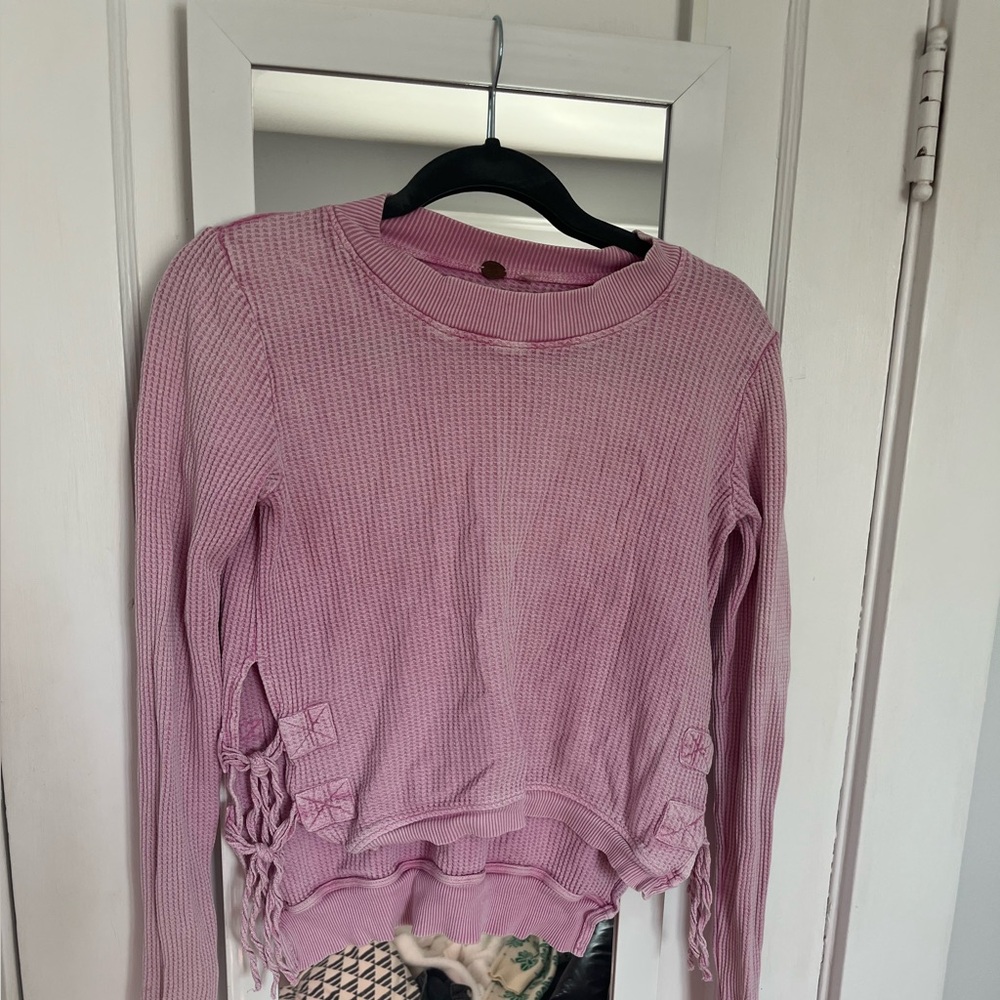 Free People Pink Knit Sweatshirt